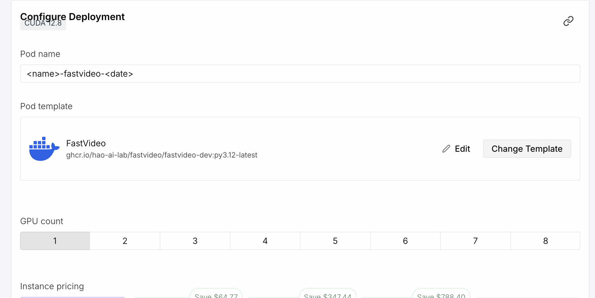 RunPod Pod Template Selection