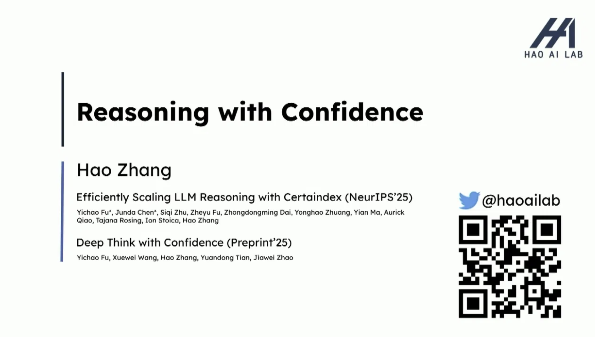 Talk at The First Workshop on Efficient Reasoning @ NeurIPS 2025 12/2025